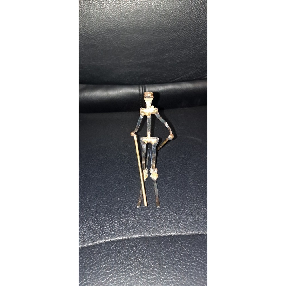 Brass Sculpture Of A Skier 3.5" Tall